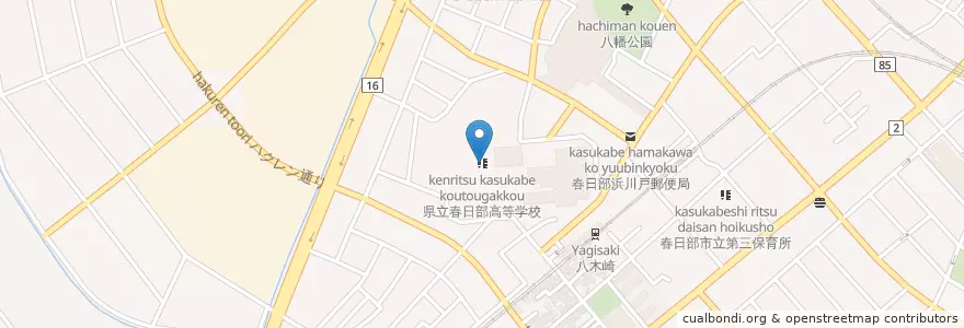 Mapa de ubicacion de 県立春日部高等学校 en ژاپن, 埼玉県, 春日部市.