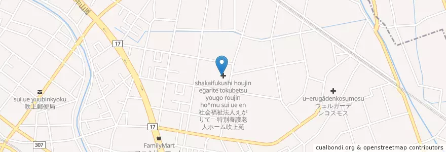 Mapa de ubicacion de 社会福祉法人えがりて　特別養護老人ホーム吹上苑 en Japonya, 埼玉県, 鴻巣市.
