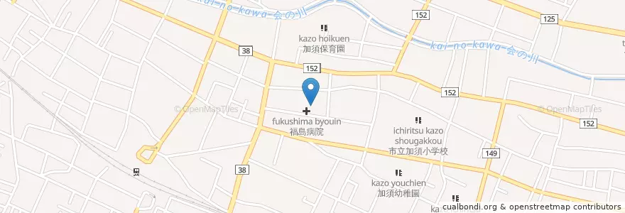 Mapa de ubicacion de 福島病院 en 日本, 埼玉県, 加須市.