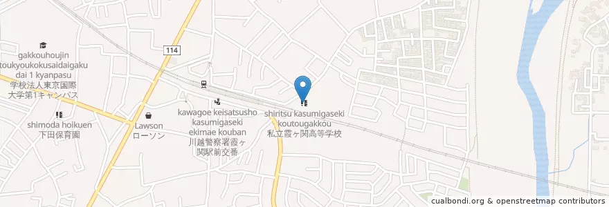 Mapa de ubicacion de 私立霞ヶ関高等学校 en ژاپن, 埼玉県, 川越市.