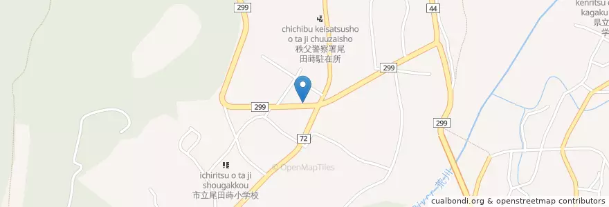 Mapa de ubicacion de 秩父尾田蒔郵便局 en 日本, 埼玉県, 秩父市.
