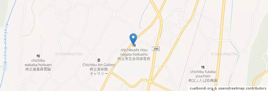 Mapa de ubicacion de 秩父市立永田保育所 en Japão, 埼玉県, 秩父市.
