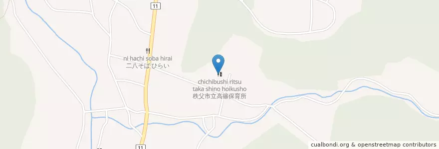 Mapa de ubicacion de 秩父市立高篠保育所 en Japan, 埼玉県, 秩父市.