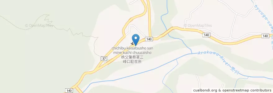 Mapa de ubicacion de 秩父消防署荒川大滝分署 en Japonya, 埼玉県, 秩父市.