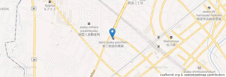 Mapa de ubicacion de 第二朝霞幼稚園 en Japão, 埼玉県, 朝霞市.