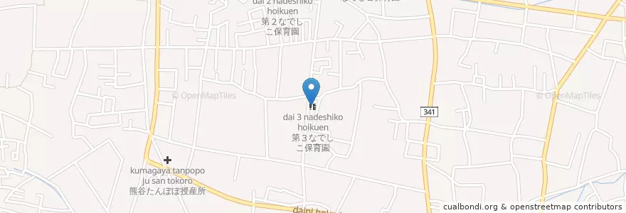 Mapa de ubicacion de 第3なでしこ保育園 en Japão, 埼玉県, 熊谷市.
