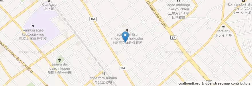 Mapa de ubicacion de 精神障害者通所授産施設「グリーンドア」 en ژاپن, 埼玉県, 上尾市.