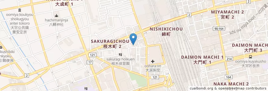 Mapa de ubicacion de 聖愛幼稚園 en 日本, 埼玉县, 埼玉市, 大宮区.