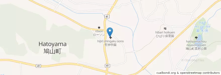 Mapa de ubicacion de 聖神学園 en 일본, 사이타마현, 比企郡, 鳩山町.
