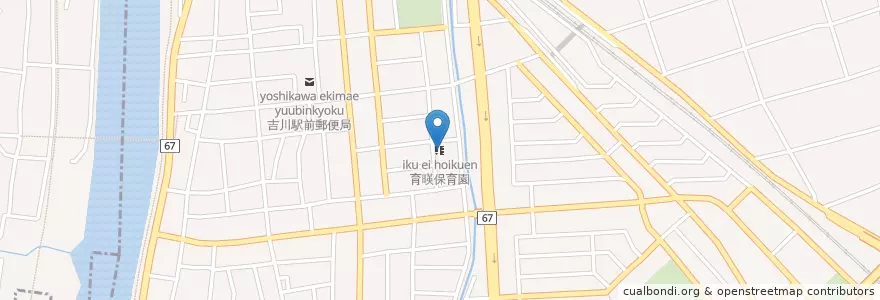 Mapa de ubicacion de 育暎保育園 en Japan, 埼玉県, 吉川市.