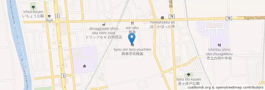Mapa de ubicacion de 興善寺幼稚園 en Japón, Prefectura De Saitama, 白岡市.