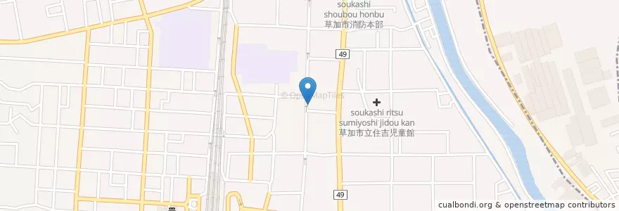 Mapa de ubicacion de 草加住吉郵便局 en 日本, 埼玉县, 草加市.