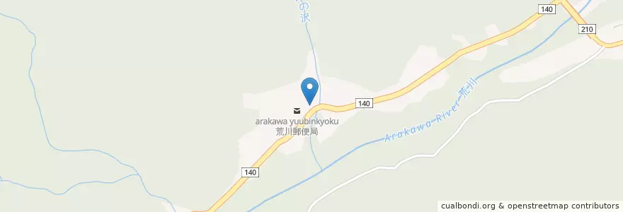 Mapa de ubicacion de 荒川郵便局 en Japan, Präfektur Saitama, 秩父市.
