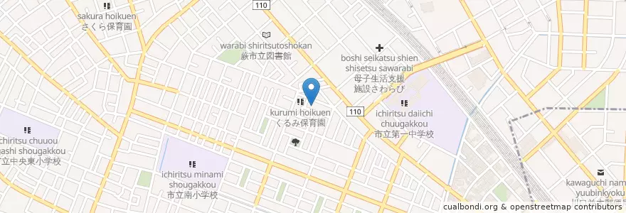 Mapa de ubicacion de 蕨市立老人憩の家みつわ苑 en 日本, 埼玉県, 蕨市.