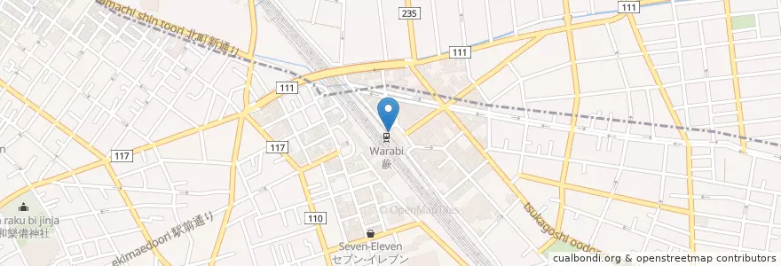 Mapa de ubicacion de 蕨警察署蕨駅東口交番 en Japan, 埼玉県, 蕨市.