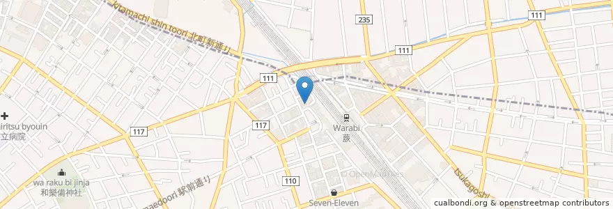 Mapa de ubicacion de 蕨警察署蕨駅西口交番 en Japan, 埼玉県, 蕨市.