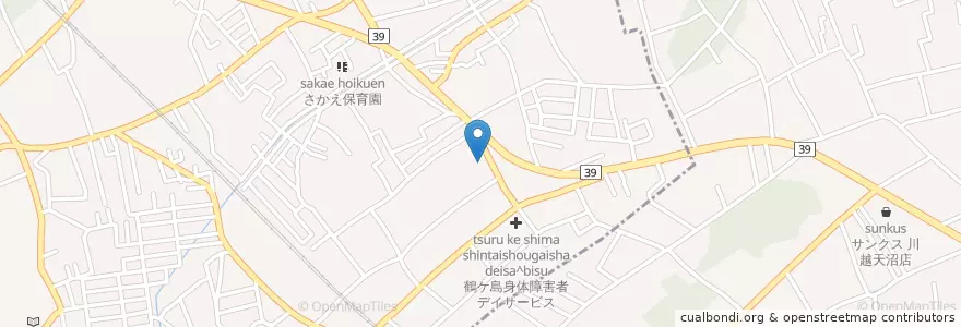 Mapa de ubicacion de 西入間警察署鶴ヶ島交番 en Japan, Präfektur Saitama, 鶴ヶ島市, 川越市.