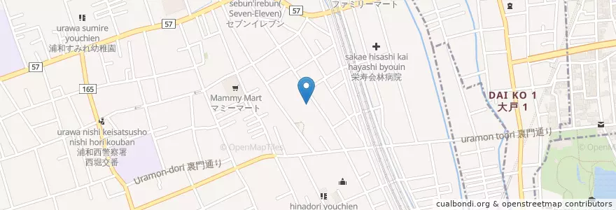 Mapa de ubicacion de 西堀ひかわ幼稚園 en 일본, 사이타마현, さいたま市, 桜区.