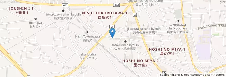 Mapa de ubicacion de 西所沢一郵便局 en Япония, Сайтама, Токородзава.