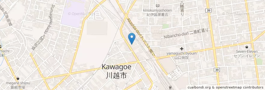 Mapa de ubicacion de 赤心堂病院 en 日本, 埼玉県, 川越市.