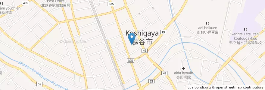 Mapa de ubicacion de 越谷助産院 en 日本, 埼玉県, 越谷市.
