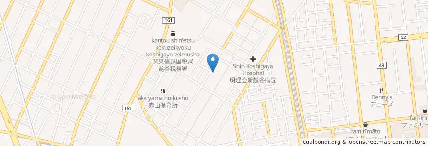Mapa de ubicacion de 越谷柳田郵便局 en Giappone, Prefettura Di Saitama, 越谷市.