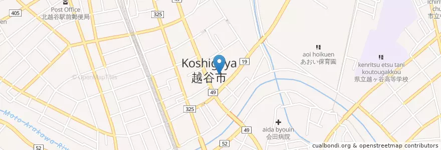 Mapa de ubicacion de 越谷郵便局 en 日本, 埼玉県, 越谷市.
