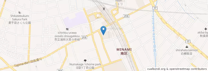 Mapa de ubicacion de 都市再生機構埼玉地域支社武蔵浦和再開発事務所 en Japan, Präfektur Saitama, Saitama, 南区.