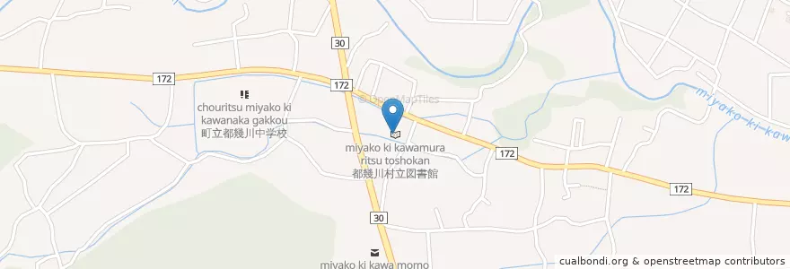 Mapa de ubicacion de 都幾川村立図書館 en 日本, 埼玉县, 比企郡, 都幾川町.