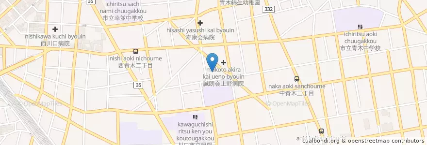 Mapa de ubicacion de 青木北保育所 en Japan, 埼玉県, 川口市.