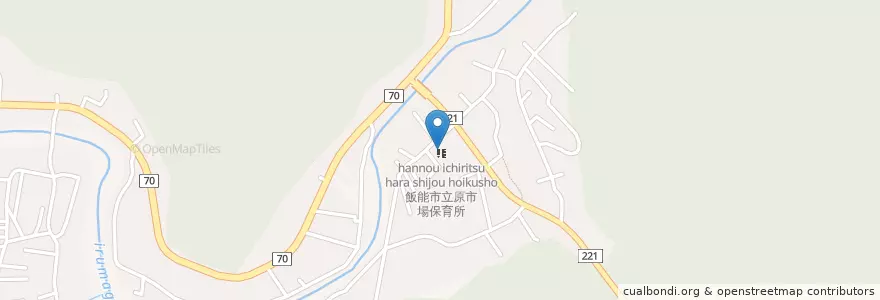 Mapa de ubicacion de 飯能市立原市場保育所 en ژاپن, 埼玉県, 飯能市.