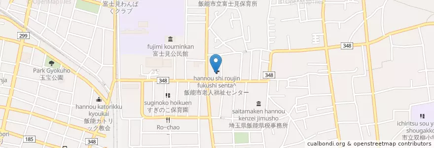 Mapa de ubicacion de 飯能市身体障害者福祉センター en 日本, 埼玉县, 飯能市.