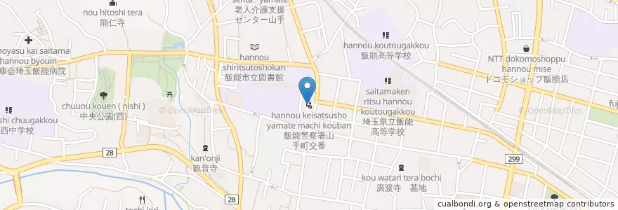 Mapa de ubicacion de 飯能警察署山手町交番 en Japan, 埼玉県, 飯能市.