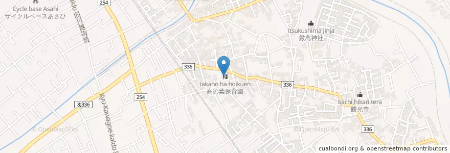Mapa de ubicacion de 高の葉保育園 en Japonya, 埼玉県, 川越市.