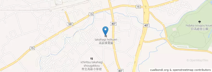 Mapa de ubicacion de 高萩保育園 en ژاپن, 埼玉県, 日高市.