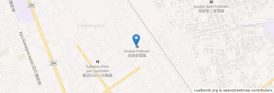 Mapa de ubicacion de 高階保育園 en 日本, 埼玉県, 川越市.