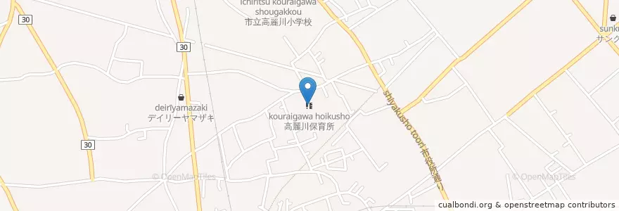 Mapa de ubicacion de 高麗川保育所 en Jepun, 埼玉県, 日高市.