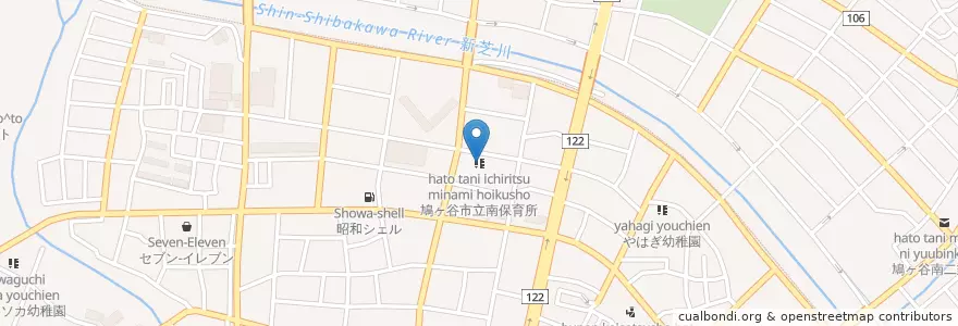 Mapa de ubicacion de 鳩ヶ谷市立南保育所 en 日本, 埼玉県, 川口市.