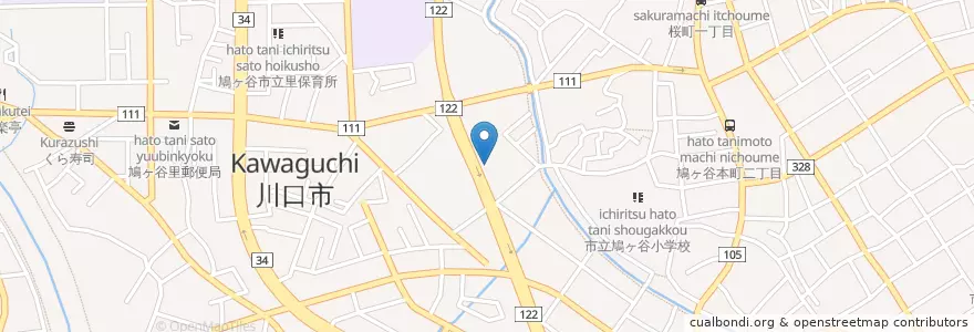 Mapa de ubicacion de 鳩ヶ谷郵便局 en ژاپن, 埼玉県, 川口市.