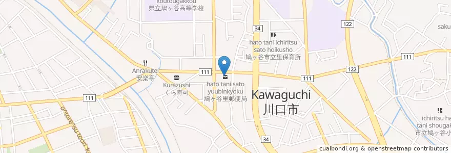 Mapa de ubicacion de 鳩ヶ谷里郵便局 en 日本, 埼玉县, 川口市.