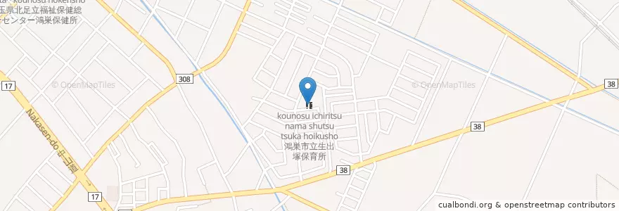 Mapa de ubicacion de 鴻巣市立生出塚保育所 en Japan, Präfektur Saitama, 鴻巣市.