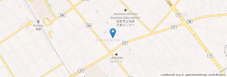 Mapa de ubicacion de 鴻巣幼稚園 en Japão, 埼玉県, 鴻巣市.