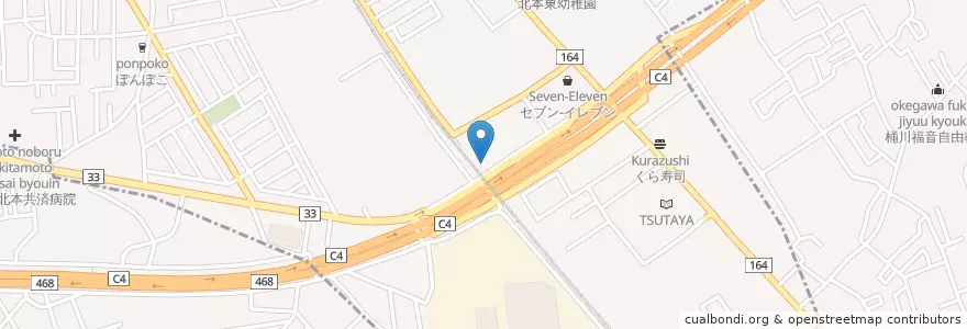 Mapa de ubicacion de 鴻巣警察署二ツ家交番 en 日本, 埼玉県, 北本市.