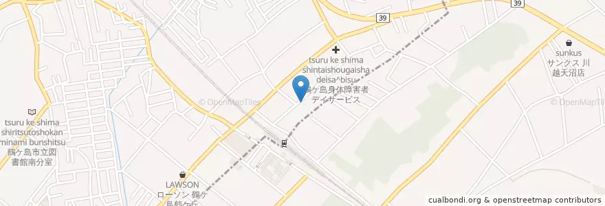 Mapa de ubicacion de 鶴ヶ島駅前郵便局 en Japan, Präfektur Saitama, 鶴ヶ島市, 川越市.