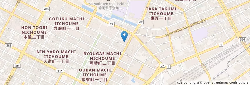 Mapa de ubicacion de 静岡銀行呉服町支店 en ژاپن, 静岡県, 静岡市, 葵区.