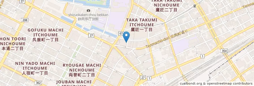 Mapa de ubicacion de ペガサート立体駐車場 en Japan, Präfektur Shizuoka, 静岡市, 葵区.