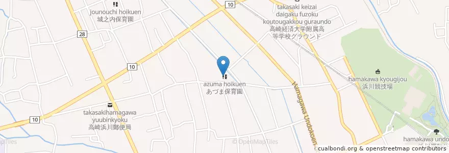 Mapa de ubicacion de あづま保育園 en Jepun, 群馬県, 高崎市.