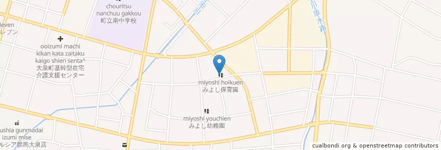 Mapa de ubicacion de みよし保育園 en Japón, Prefectura De Gunma, 邑楽郡, 大泉町.