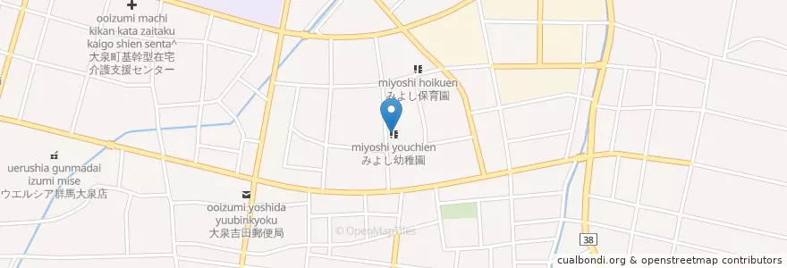 Mapa de ubicacion de みよし幼稚園 en 日本, 群馬県, 邑楽郡, 大泉町.