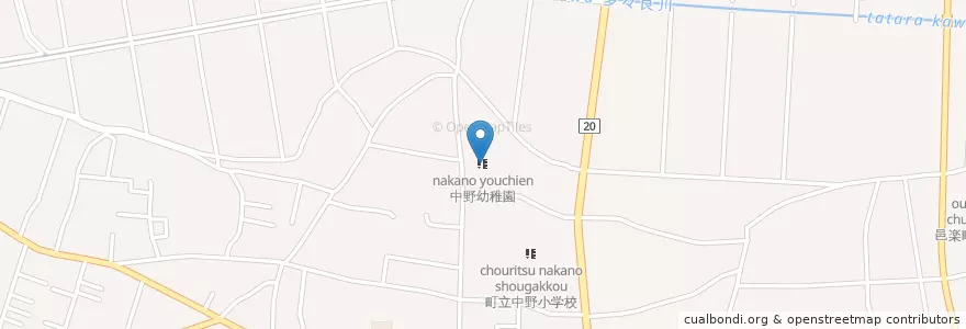 Mapa de ubicacion de 中野幼稚園 en Jepun, 群馬県, 邑楽郡, 邑楽町.